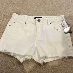 NWT STS BLUE white jean high waisted raw hemmed shorts size 3
